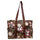 Utility Tote Bag with Zipper Top - Large Multipurpose Tote Organizer Bag - Brown Daisy