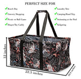 Extra Large Utility Tote Bag - Oversized Collapsible Pool Beach Canvas Basket - White Floral