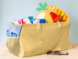 Extra Large Utility Tote Bag - Oversized Collapsible Pool Beach Canvas Basket - Khaki