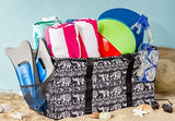 Extra Large Utility Tote Bag - Oversized Collapsible Pool Beach Canvas Basket - Elephant Black