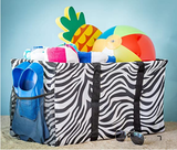 Extra Large Utility Tote Bag - Oversized Collapsible Pool Beach Canvas Basket - Zebra Black