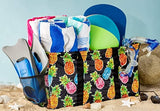 Extra Large Utility Tote Bag - Oversized Collapsible Pool Beach Canvas Basket - Pineapple Black