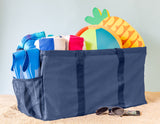 Extra Large Utility Tote Bag - Oversized Collapsible Pool Beach Canvas Basket - Navy Blue