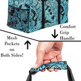 Extra Large Utility Tote Bag - Oversized Collapsible Pool Beach Canvas Basket - Paisley Blue