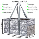 Extra Large Utility Tote Bag - Oversized Collapsible Pool Beach Canvas Basket - Elephant Gray