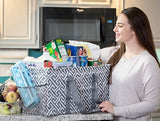 Extra Large Utility Tote Bag - Oversized Collapsible Pool Beach Canvas Basket - Geo Grey