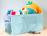 Extra Large Utility Tote Bag - Oversized Collapsible Pool Beach Canvas Basket - Light Blue