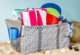 Extra Large Utility Tote Bag - Oversized Collapsible Pool Beach Canvas Basket - Geo Grey