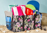 Extra Large Utility Tote Bag - Oversized Collapsible Pool Beach Canvas Basket - Tropical