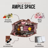 Utility Tote Bag with Zipper Top - Large Multipurpose Tote Organizer Bag - Brown Daisy