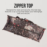 Utility Tote Bag with Zipper Top - Large Multipurpose Tote Organizer Bag - White Floral
