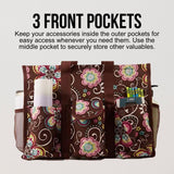 Utility Tote Bag with Zipper Top - Large Multipurpose Tote Organizer Bag - Brown Daisy
