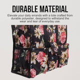 Utility Tote Bag with Zipper Top - Large Multipurpose Tote Organizer Bag - White Floral