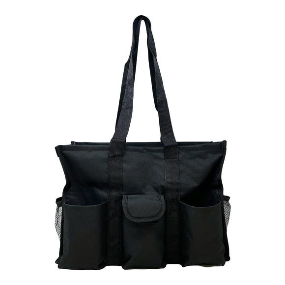Utility Tote Bag with Zipper Top - Large Multipurpose Tote Organizer Bag - Black