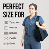 Utility Tote Bag with Zipper Top - Large Multipurpose Tote Organizer Bag - Black