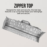 Utility Tote Bag with Zipper Top - Large Multipurpose Tote Organizer Bag - Elephant Gray