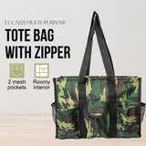 Utility Tote Bag with Zipper Top - Large Multipurpose Tote Organizer Bag - Camo