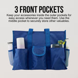 Utility Tote Bag with Zipper Top - Large Multipurpose Tote Organizer Bag - Blue