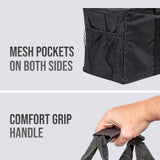 Large Utility Tote Bag - Oversized Collapsible Tote with Wire Frame - Includes 5x7 Bag with Hook - Black