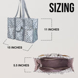 Utility Tote Bag with Zipper Top - Large Multipurpose Tote Organizer Bag - Geo Gray