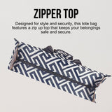 Utility Tote Bag with Zipper Top - Large Multipurpose Tote Organizer Bag - Geo Navy