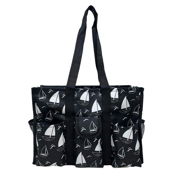 Utility Tote Bag with Zipper Top - Large Multipurpose Tote Organizer Bag - Sailboat