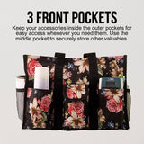 Utility Tote Bag with Zipper Top - Large Multipurpose Tote Organizer Bag - Rose