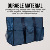 Utility Tote Bag with Zipper Top - Large Multipurpose Tote Organizer Bag - Navy Blue