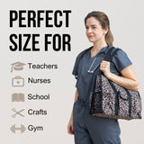 Utility Tote Bag with Zipper Top - Large Multipurpose Tote Organizer Bag - Leopard