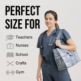Utility Tote Bag with Zipper Top - Large Multipurpose Tote Organizer Bag - Elephant Gray