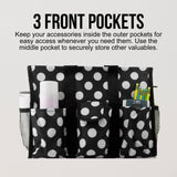 Utility Tote Bag with Zipper Top - Large Multipurpose Tote Organizer Bag - Polka Dot