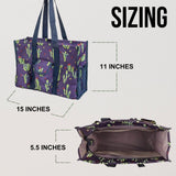 Utility Tote Bag with Zipper Top - Large Multipurpose Tote Organizer Bag - Cactus Purple