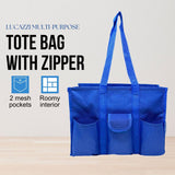 Utility Tote Bag with Zipper Top - Large Multipurpose Tote Organizer Bag - Blue