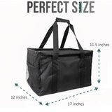 Large Utility Tote Bag - Oversized Collapsible Tote with Wire Frame - Includes 5x7 Bag with Hook - Black