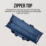 Utility Tote Bag with Zipper Top - Large Multipurpose Tote Organizer Bag - Navy Blue