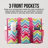 Utility Tote Bag with Zipper Top - Large Multipurpose Tote Organizer Bag - Chevron Multi