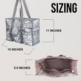 Utility Tote Bag with Zipper Top - Large Multipurpose Tote Organizer Bag - Elephant Gray