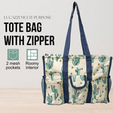 Utility Tote Bag with Zipper Top - Large Multipurpose Tote Organizer Bag - Cactus Beige