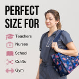 Utility Tote Bag with Zipper Top - Large Multipurpose Tote Organizer Bag - Butterfly Pink