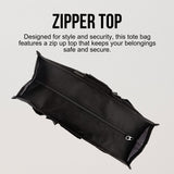 Utility Tote Bag with Zipper Top - Large Multipurpose Tote Organizer Bag - Black