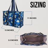 Utility Tote Bag with Zipper Top - Large Multipurpose Tote Organizer Bag - Butterfly Gold