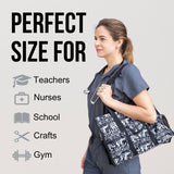 Utility Tote Bag with Zipper Top - Large Multipurpose Tote Organizer Bag - Elephant Black