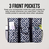 Utility Tote Bag with Zipper Top - Large Multipurpose Tote Organizer Bag - Geo Navy