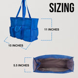 Utility Tote Bag with Zipper Top - Large Multipurpose Tote Organizer Bag - Blue