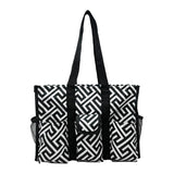 Utility Tote Bag with Zipper Top - Large Multipurpose Tote Organizer Bag - Geo Black