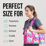 Utility Tote Bag with Zipper Top - Large Multipurpose Tote Organizer Bag - Chevron Multi