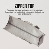 Utility Tote Bag with Zipper Top - Large Multipurpose Tote Organizer Bag - Gray