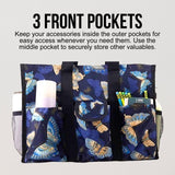 Utility Tote Bag with Zipper Top - Large Multipurpose Tote Organizer Bag - Butterfly Gold