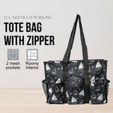 Utility Tote Bag with Zipper Top - Large Multipurpose Tote Organizer Bag - Sailboat