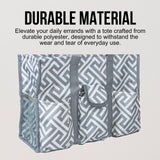 Utility Tote Bag with Zipper Top - Large Multipurpose Tote Organizer Bag - Geo Gray